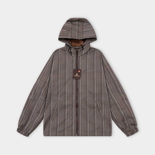 250930 new high-quality full-print checkered hooded jacket
