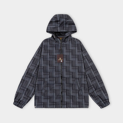 250930 new high-quality full-print checkered hooded jacket