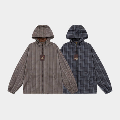 250930 new high-quality full-print checkered hooded jacket