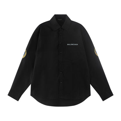 250930 New high-quality lion logo single-breasted casual long-sleeved shirt