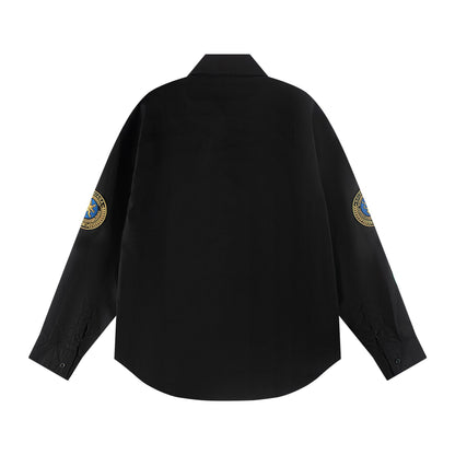 250930 New high-quality lion logo single-breasted casual long-sleeved shirt