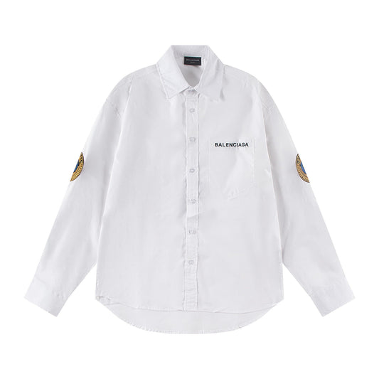 250930 New high-quality lion logo single-breasted casual long-sleeved shirt