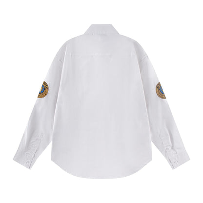250930 New high-quality lion logo single-breasted casual long-sleeved shirt