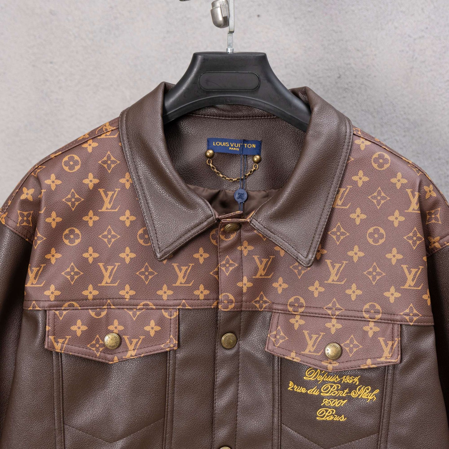 251008 new high-quality brown patchwork leather jacket