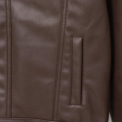 251008 new high-quality brown patchwork leather jacket