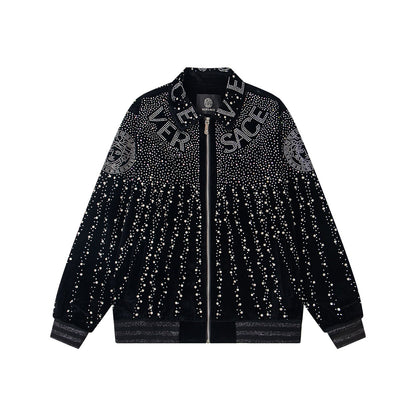 251008  new high-quality heavy-duty jacket with a full-body design featuring flash diamond craftsmanship