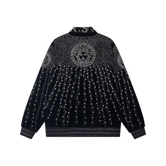 251008  new high-quality heavy-duty jacket with a full-body design featuring flash diamond craftsmanship