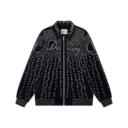 251008  new high-quality heavy-duty jacket with a full-body design featuring flash diamond craftsmanship