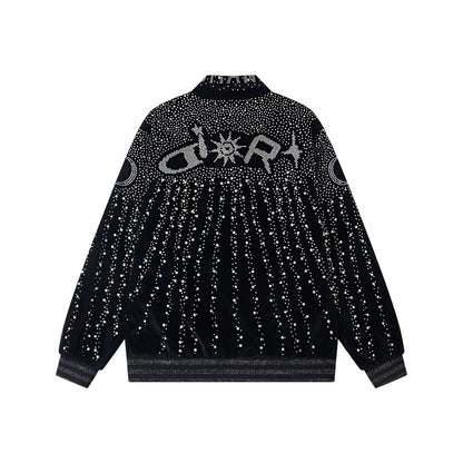 251008  new high-quality heavy-duty jacket with a full-body design featuring flash diamond craftsmanship