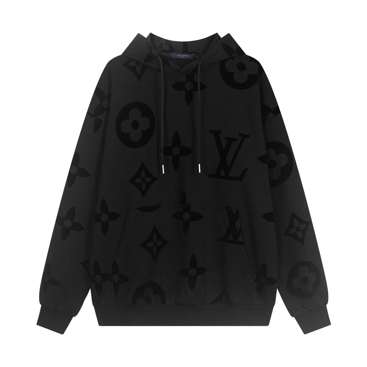 251008 New high-quality full-printed flocked hooded sweatshirt