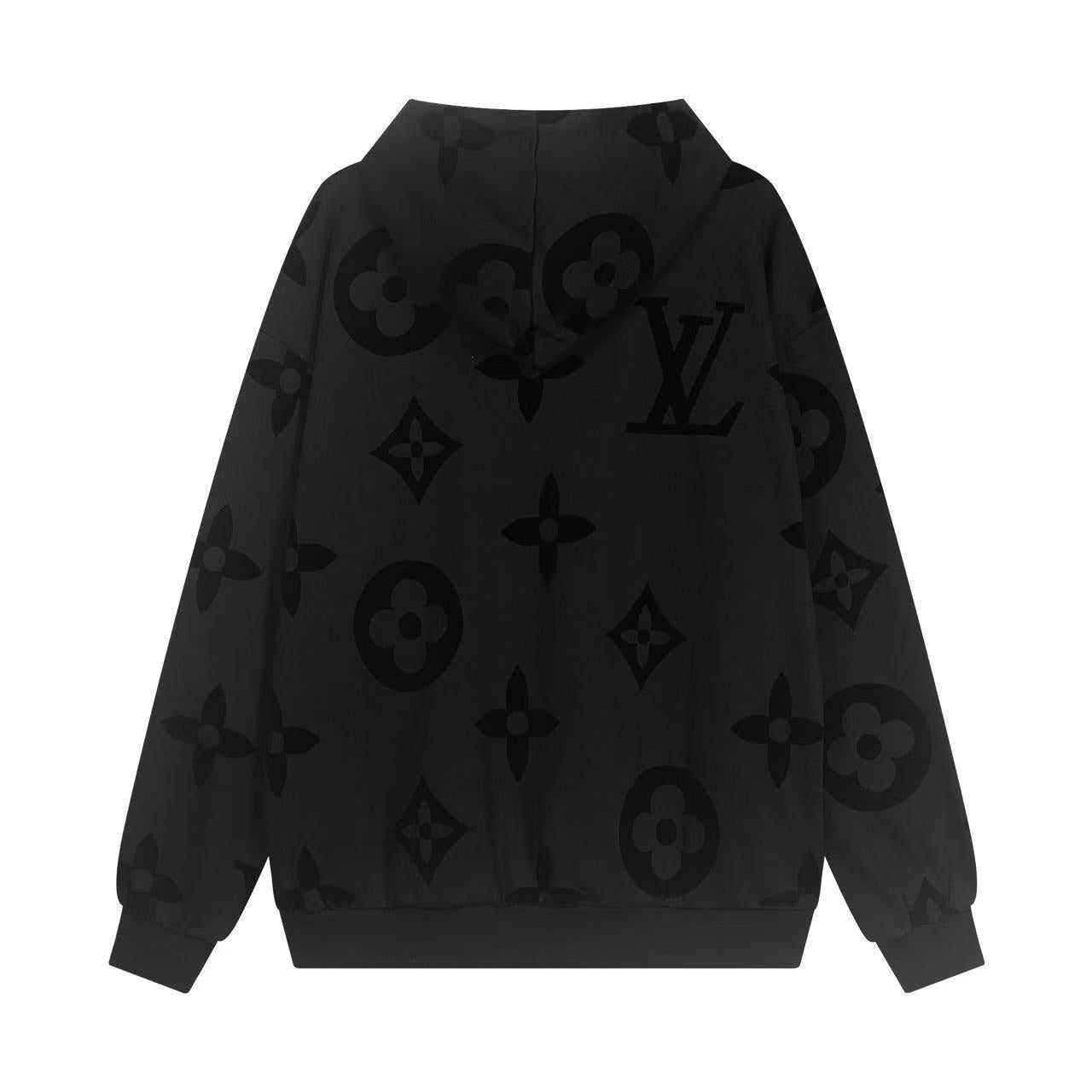 251008 New high-quality full-printed flocked hooded sweatshirt