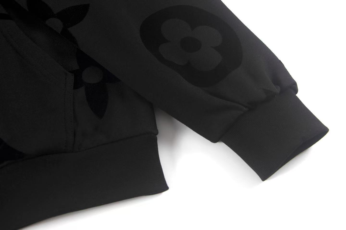 251008 New high-quality full-printed flocked hooded sweatshirt