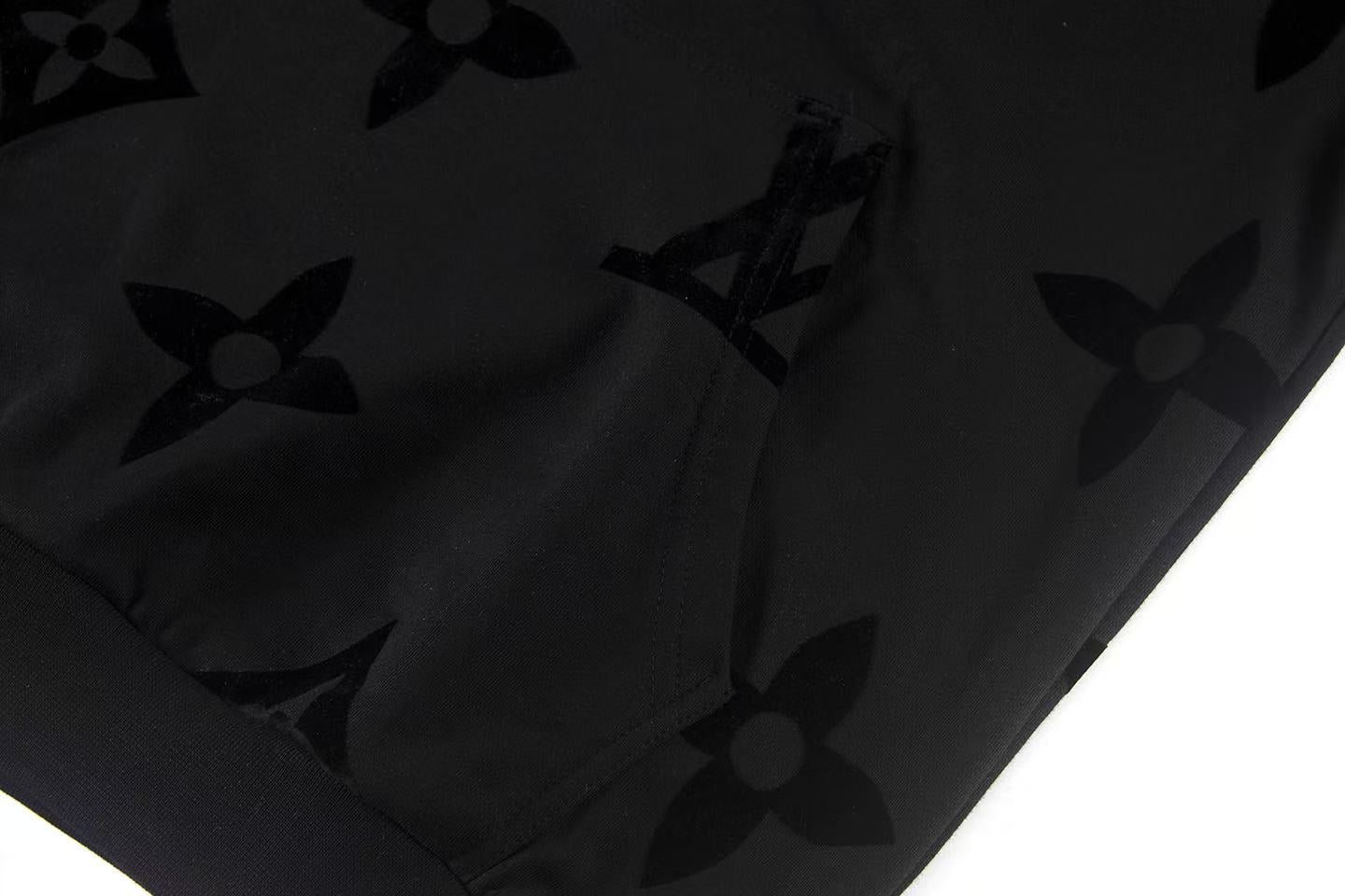 251008 New high-quality full-printed flocked hooded sweatshirt