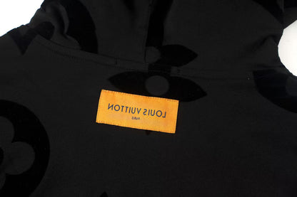 251008 New high-quality full-printed flocked hooded sweatshirt