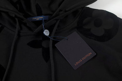 251008 New high-quality full-printed flocked hooded sweatshirt