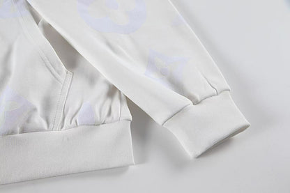 251008 New high-quality full-printed flocked hooded sweatshirt