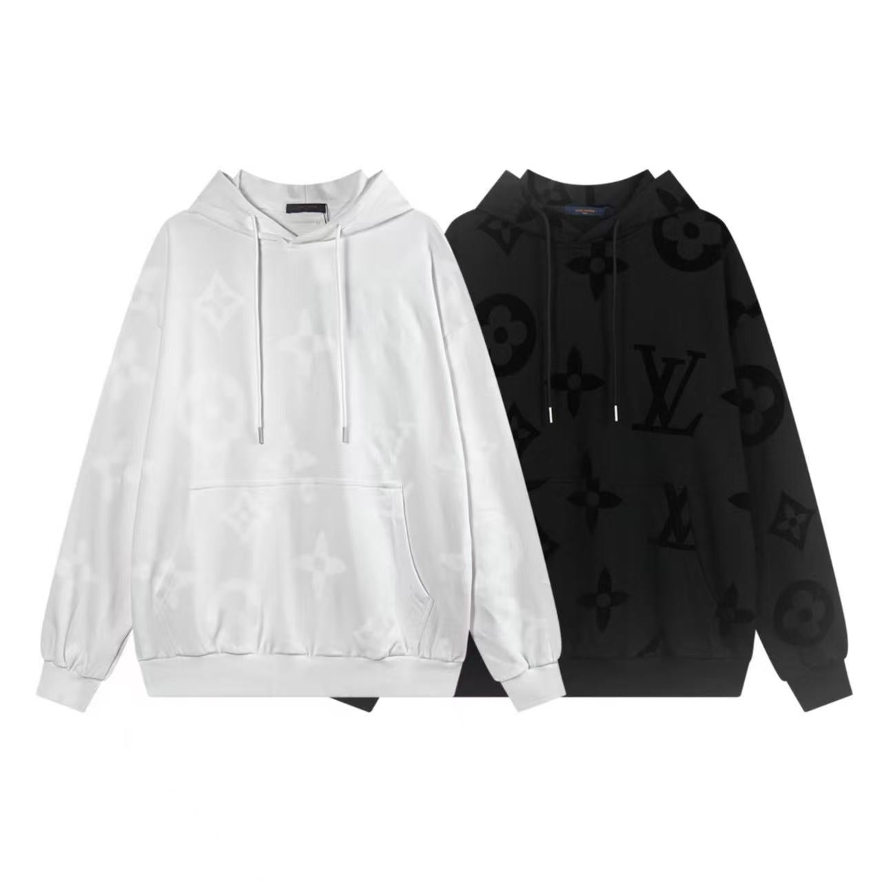 251008 New high-quality full-printed flocked hooded sweatshirt