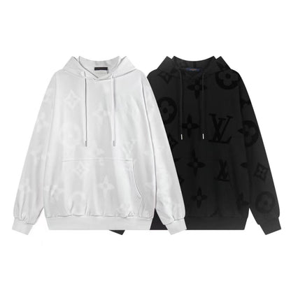 251008 New high-quality full-printed flocked hooded sweatshirt