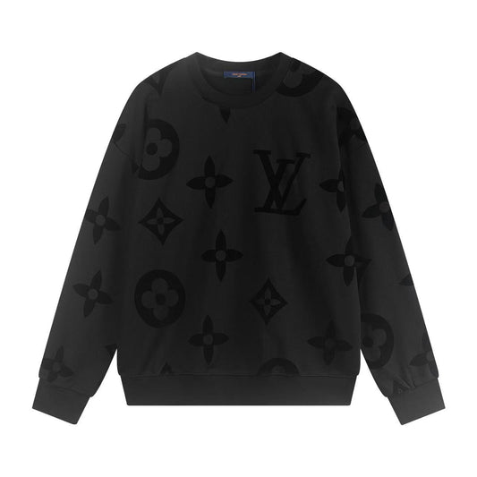 251008 New high-quality full-printed flocked round-neck sweater