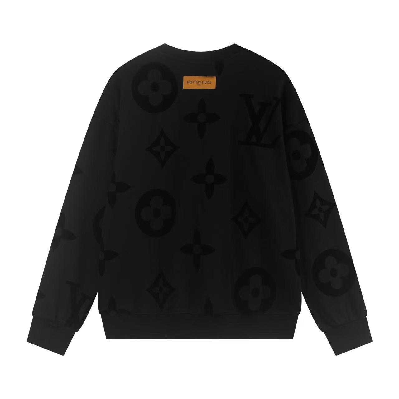 251008 New high-quality full-printed flocked round-neck sweater