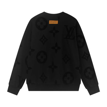 251008 New high-quality full-printed flocked round-neck sweater