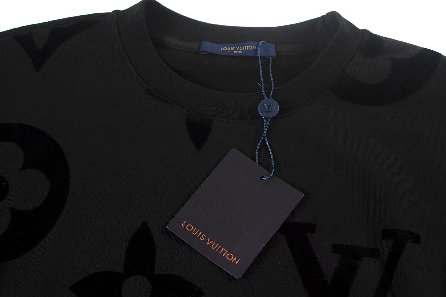 251008 New high-quality full-printed flocked round-neck sweater