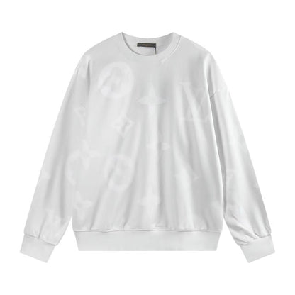 251008 New high-quality full-printed flocked round-neck sweater