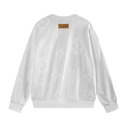 251008 New high-quality full-printed flocked round-neck sweater