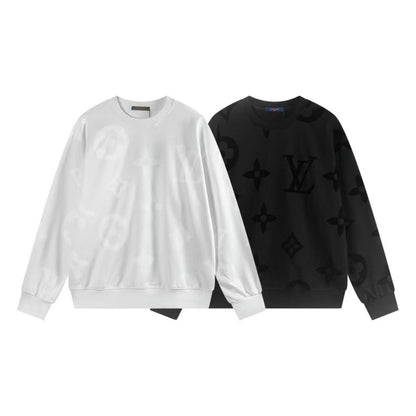 251008 New high-quality full-printed flocked round-neck sweater
