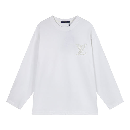 251008 New high-quality pearl grain embossed long-sleeved shirt