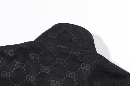 251008 New high-quality deerskin velvet full-print embossed stand-up collar jacket