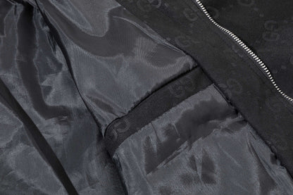251008 New high-quality deerskin velvet full-print embossed stand-up collar jacket