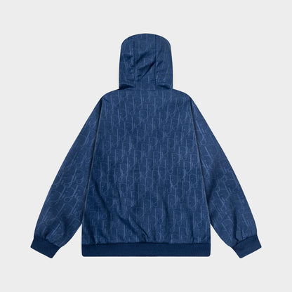 251008 New high-quality deerskin fleece hooded jacket with full embossed printing process