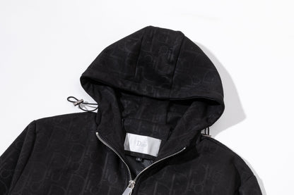 251008 New high-quality deerskin fleece hooded jacket with full embossed printing process