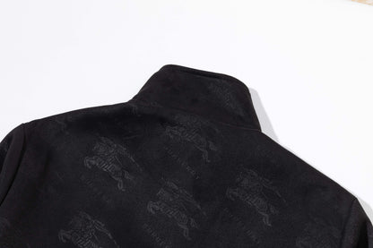 251008 New high-quality deerskin velvet full-print embossed stand-up collar jacket
