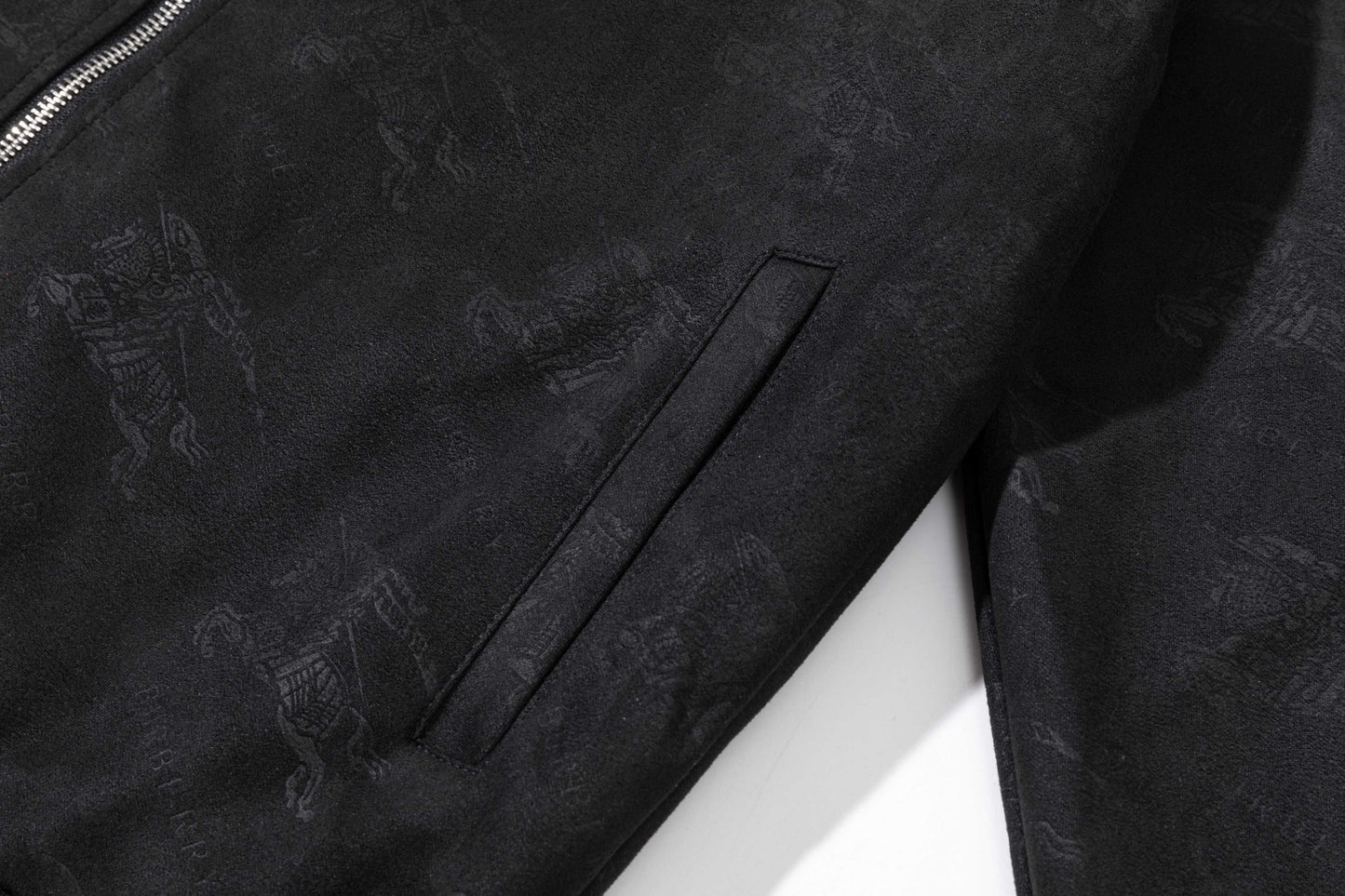 251008 New high-quality deerskin velvet full-print embossed stand-up collar jacket