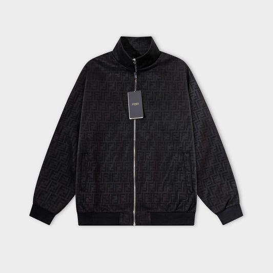 251008 New high-quality deerskin velvet full-print embossed stand-up collar jacket