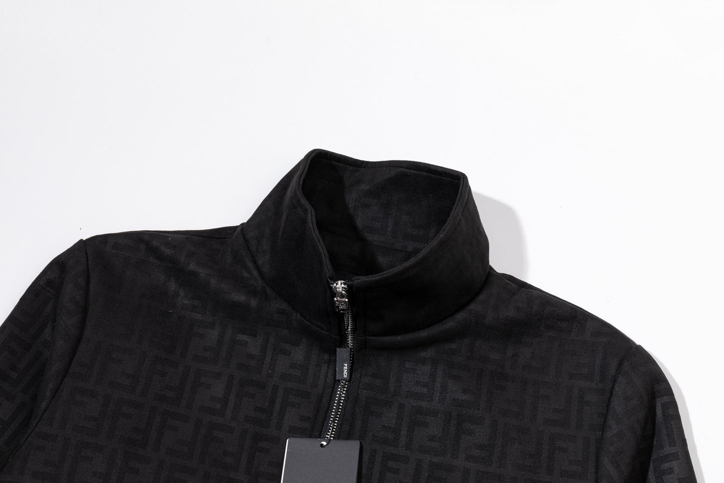 251008 New high-quality deerskin velvet full-print embossed stand-up collar jacket