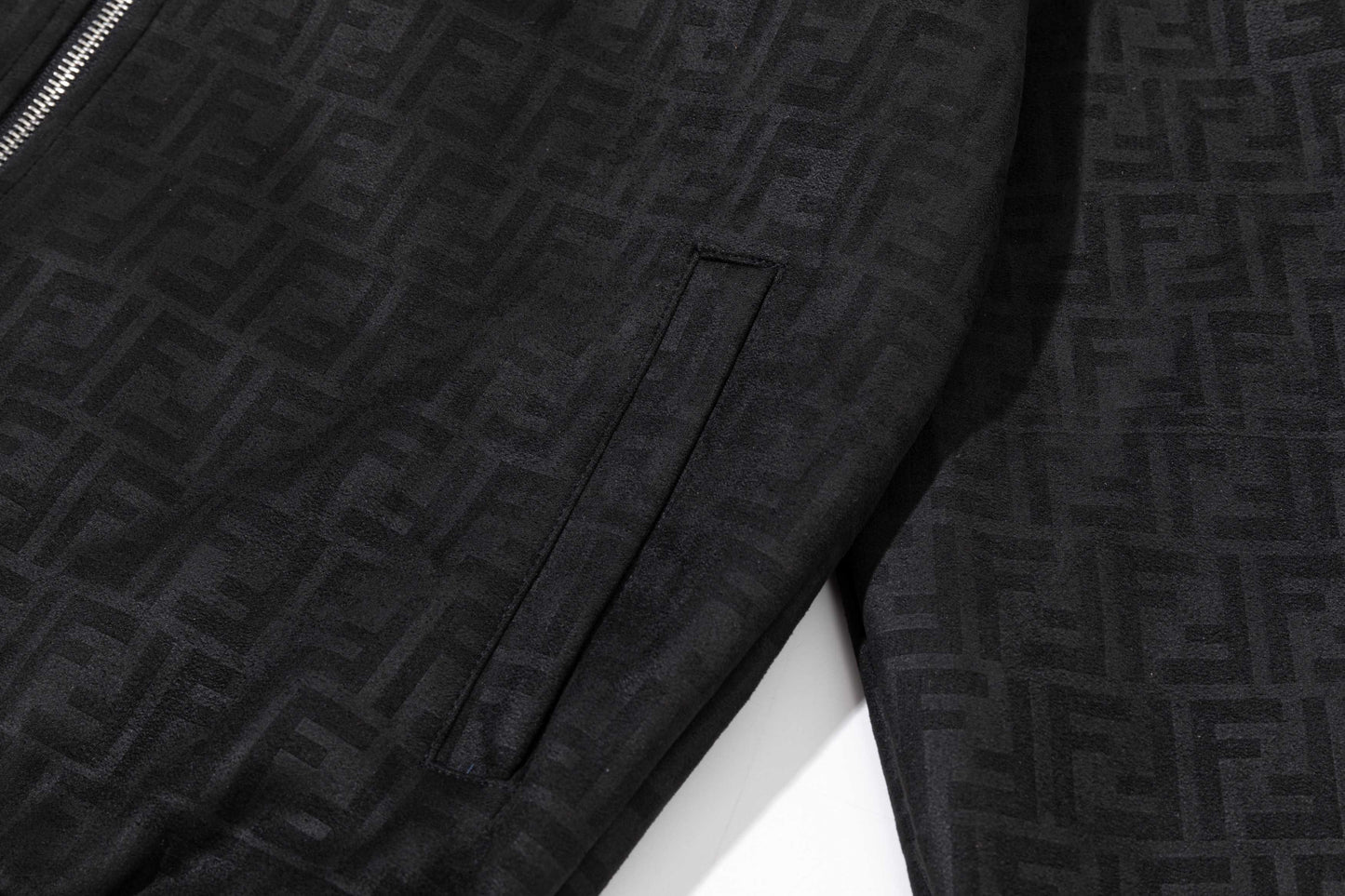 251008 New high-quality deerskin velvet full-print embossed stand-up collar jacket