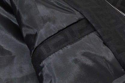 251008 New high-quality deerskin velvet full-print embossed stand-up collar jacket