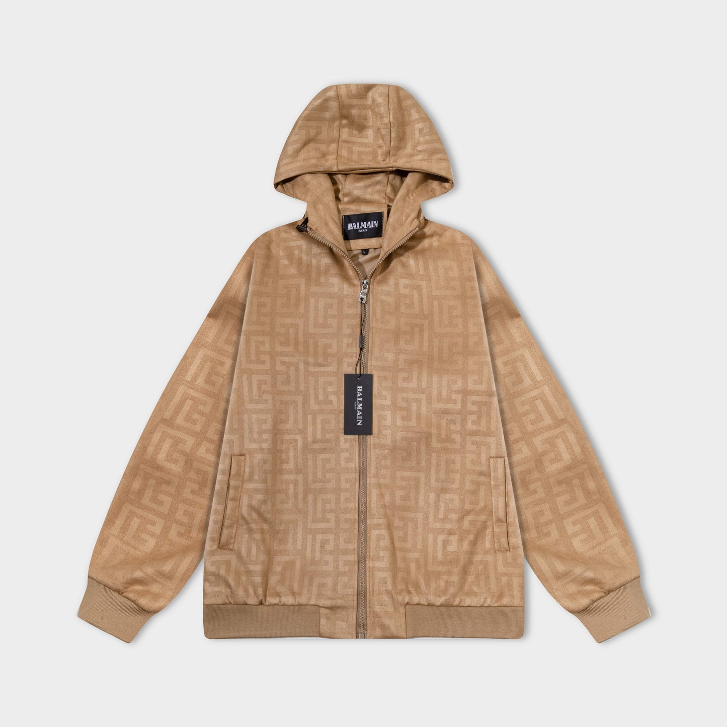 251008 New high-quality deerskin fleece hooded jacket with full embossed printing process