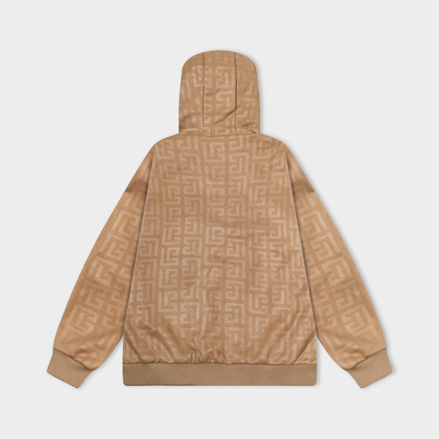 251008 New high-quality deerskin fleece hooded jacket with full embossed printing process