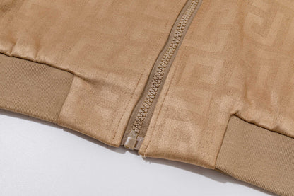 251008 New high-quality deerskin fleece hooded jacket with full embossed printing process