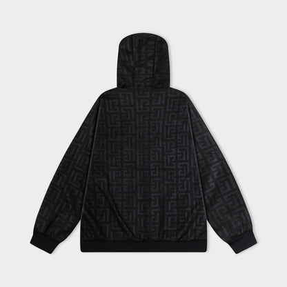 251008 New high-quality deerskin fleece hooded jacket with full embossed printing process