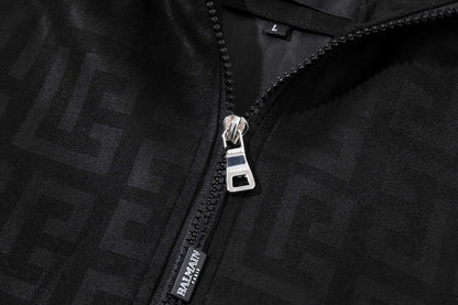251008 New high-quality deerskin fleece hooded jacket with full embossed printing process