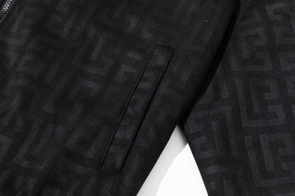 251008 New high-quality deerskin fleece hooded jacket with full embossed printing process