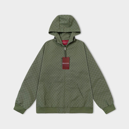 251008 New high-quality full-print design hooded jacket trench coat