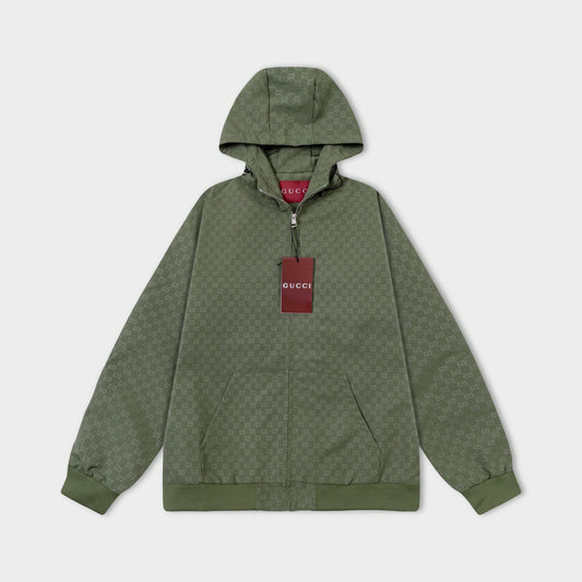251008 New high-quality full-print design hooded jacket trench coat
