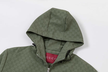 251008 New high-quality full-print design hooded jacket trench coat