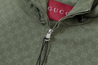 251008 New high-quality full-print design hooded jacket trench coat